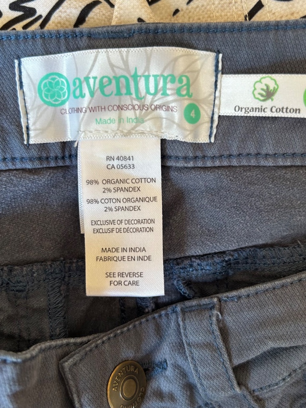 Aventura Shorts Blue Organic Cotton Pockets Women's‎ Size 4 - Picture 2 of 7